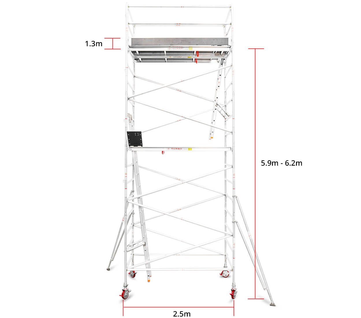 5.9m - 6.2m Wide Aluminium Mobile Tower (Standing Height)